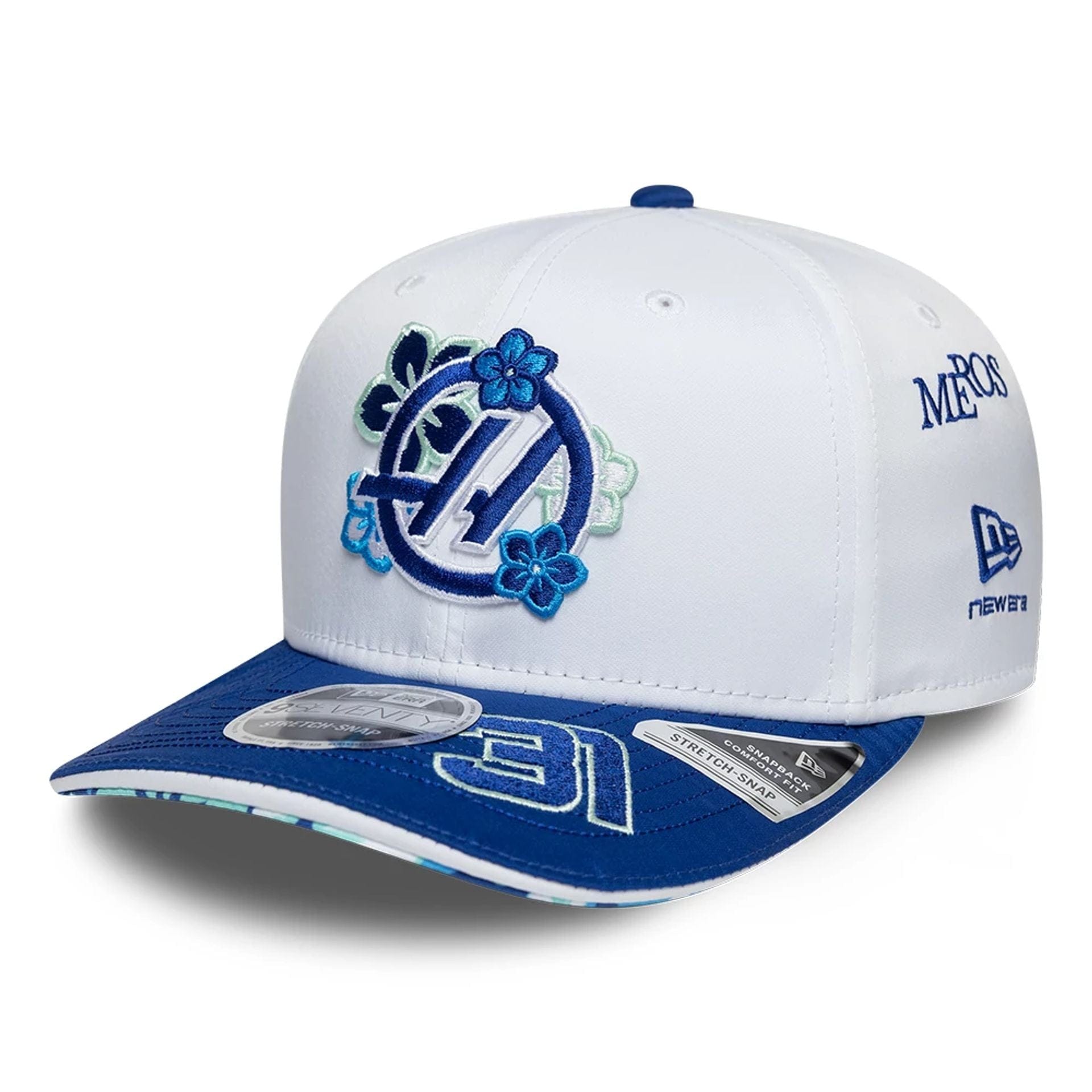 Pictured is this Esteban Ocon Japan Race Special TGR Haas F1 9SEVENTY Stretch Snap cap in white. 1