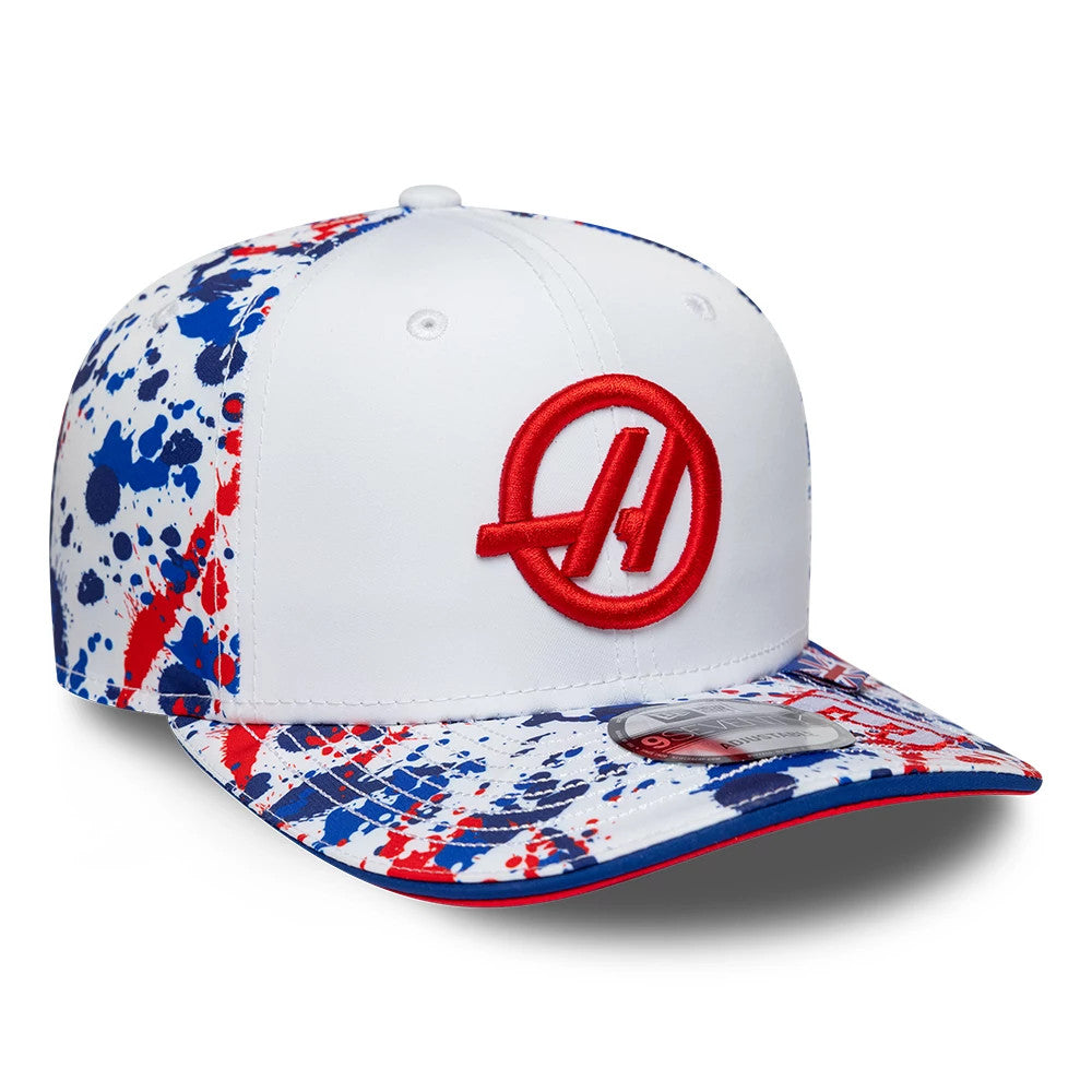 Pictured is this Esteban Ocon Silverstone Race Special TGR Haas F1 9SEVENTY Stretch Snap cap in white. 4