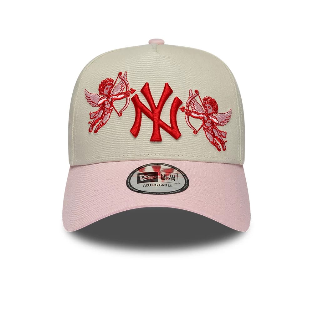 Pictured is this MLB Cherub New York Yankees 9FORTY A-Frame cap in cream & pink. 2