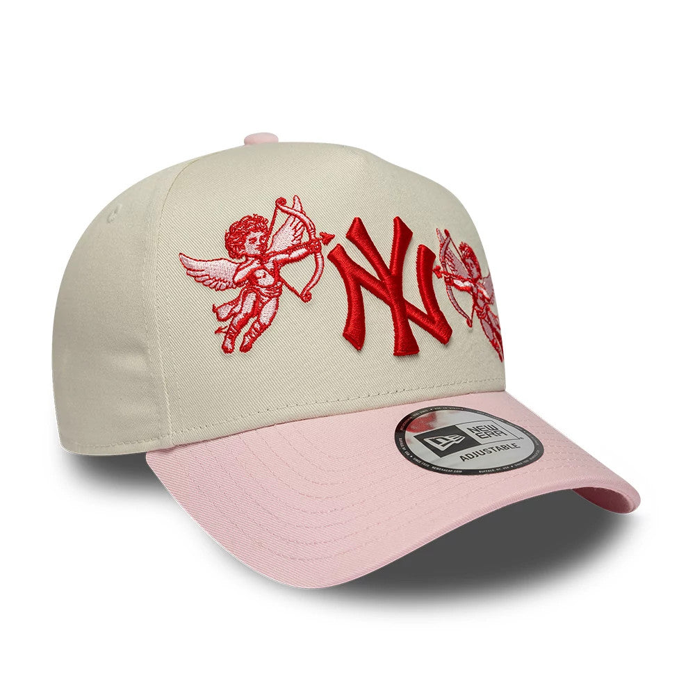 Pictured is this MLB Cherub New York Yankees 9FORTY A-Frame cap in cream & pink. 3