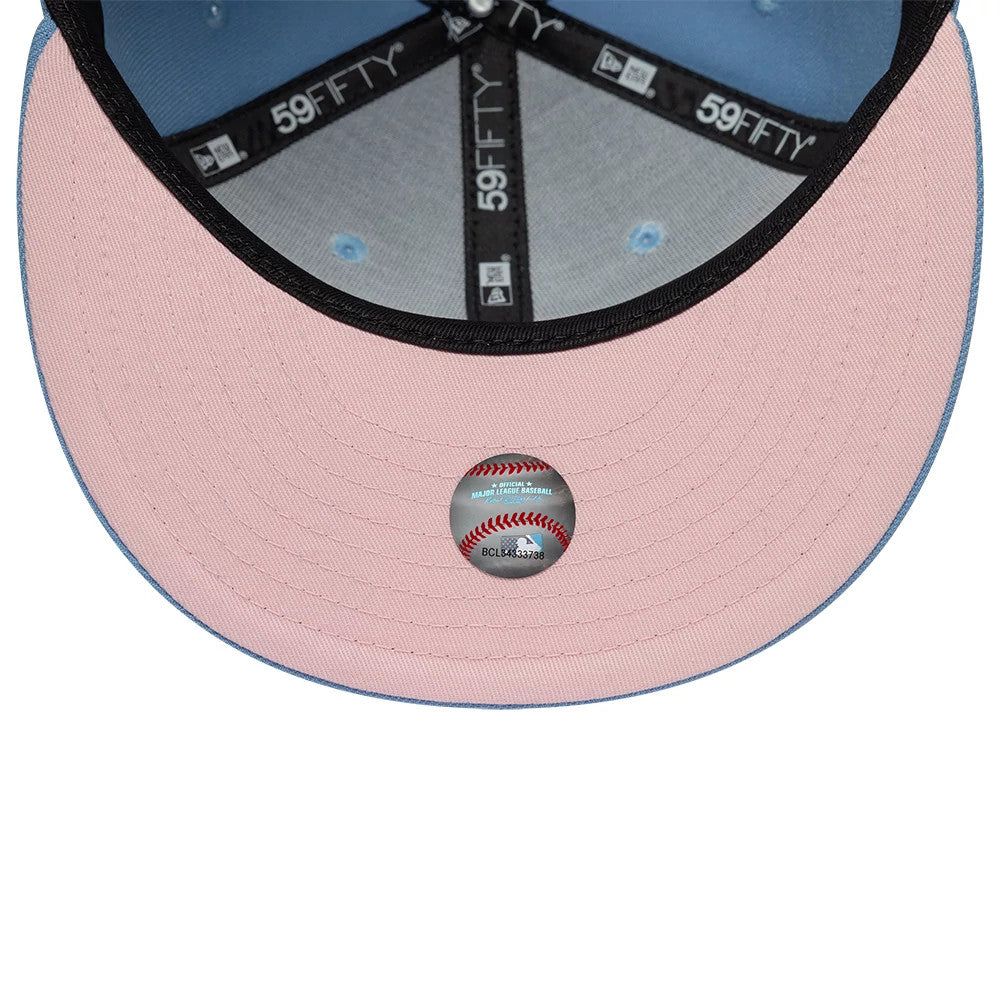 Pictured is this MLB Cherub New York Yankees 59FIFTY Fitted cap in pastel blue. 2