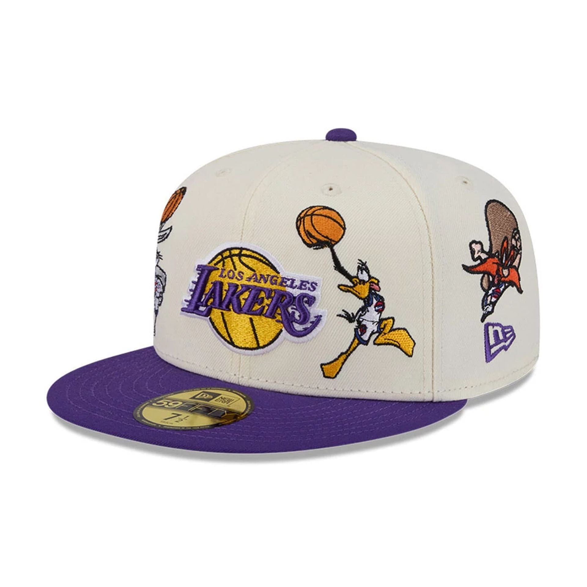 Pictured is this Space Jam Tune Squad LA Lakers 59FIFTY Fitted cap in White. 1