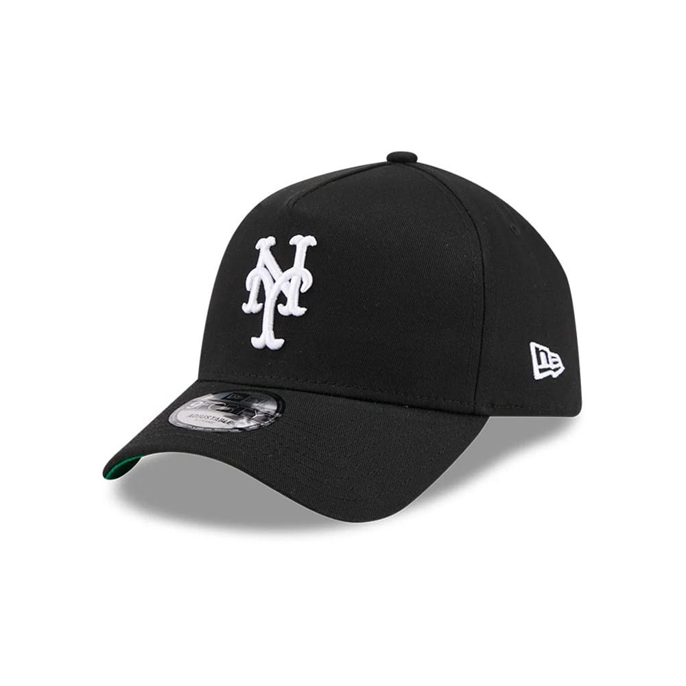 Pictured is this MLB Cooperstown Anniversary New York Mets 9FORTY A-Frame cap in black. 4
