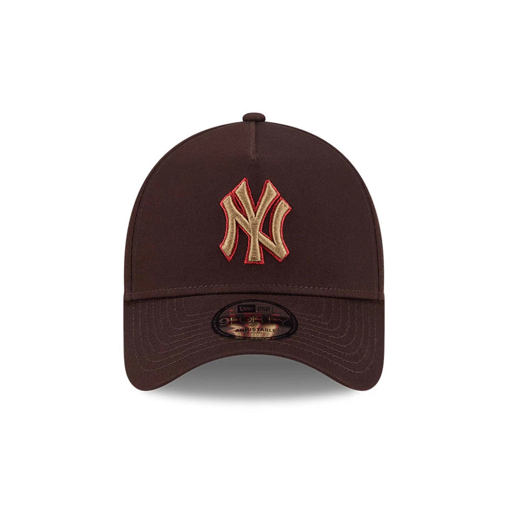 Pictured is this MLB Choc Cherry New York Yankees 9FORTY A-Frame cap in dark brown. 3