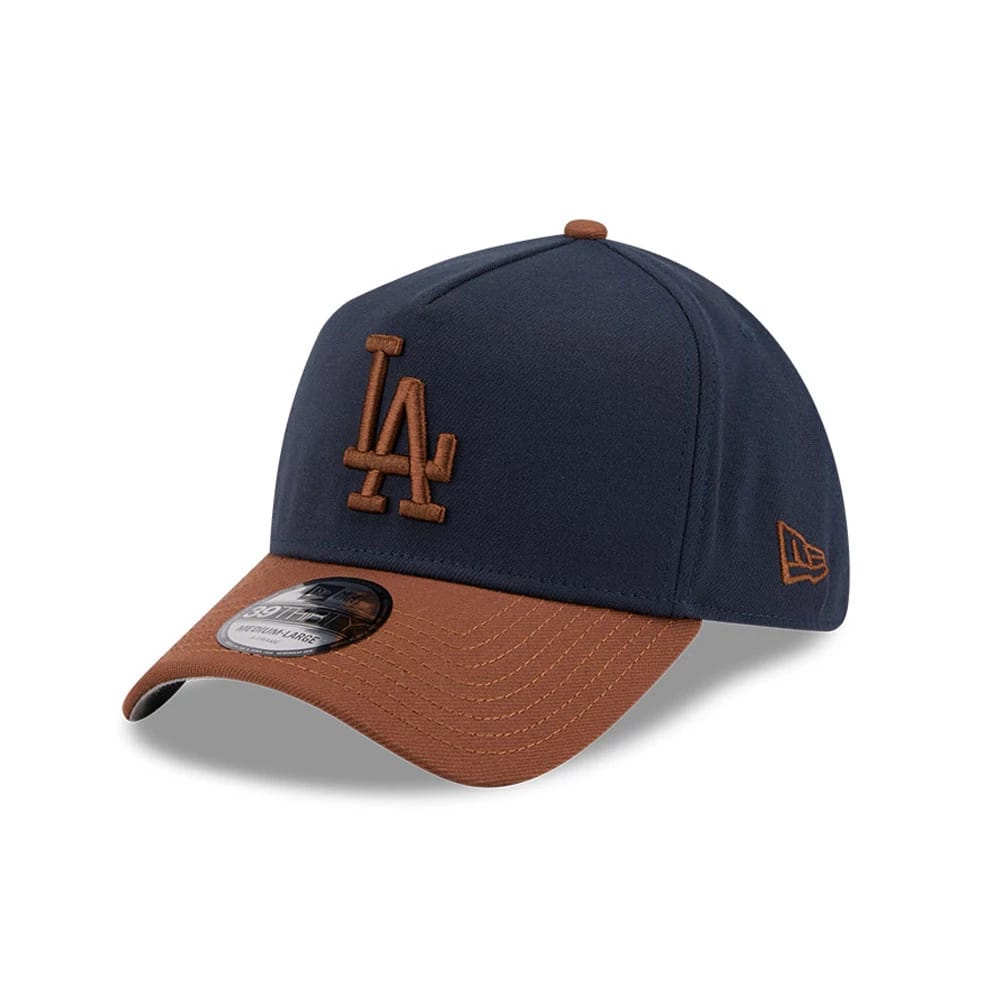 Pictured is this MLB Blueberry Tiramisu LA Dodgers 39THIRTY A-Frame Stretch Fit cap in navy. 1