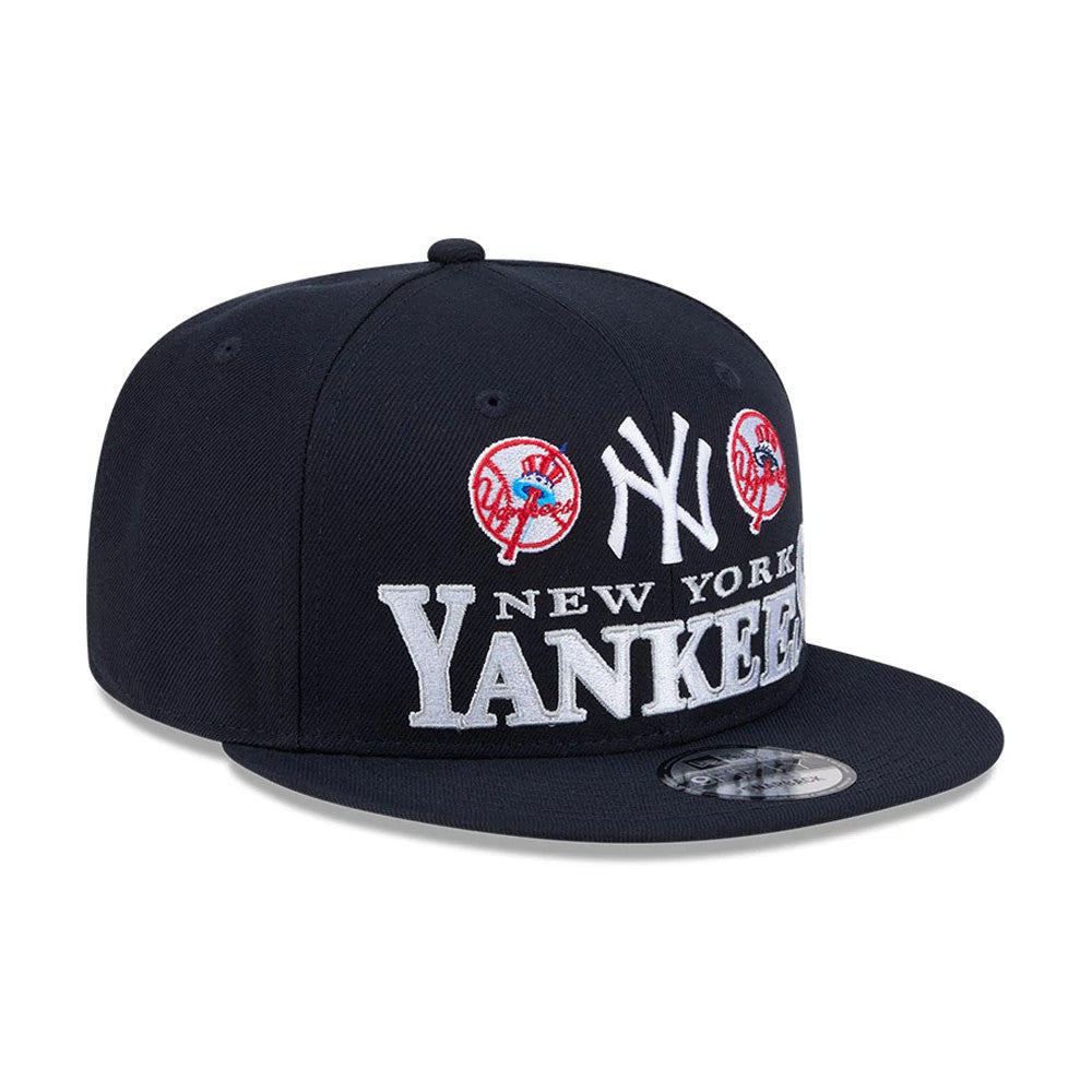 Pictured is this MLB Cooperstown Throwback New York Yankees 9FIFTY Snapback cap in navy. 4
