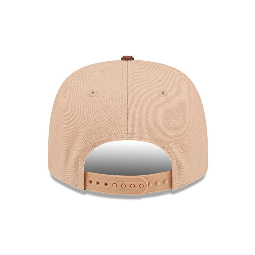 Pictured is this MLB Candied Pecan New York Yankees 9SEVENTY Stretch Snap cap in beige. 7