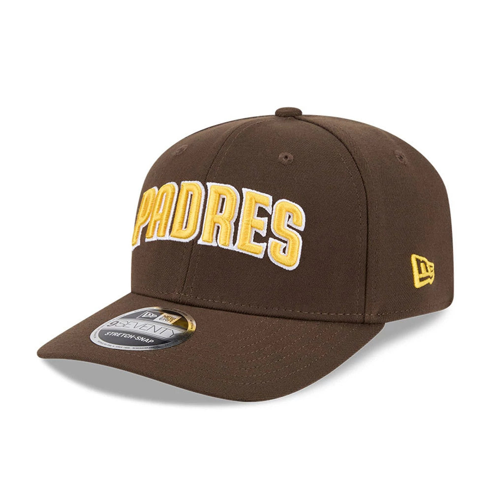 Pictured is this MLB San Diego Padres 9SEVENTY Stretch Snap cap in dark brown. 3