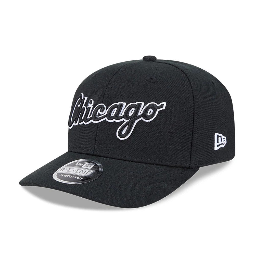 Pictured is this MLB Chicago White Sox 9SEVENTY Stretch Snap cap in black. 4