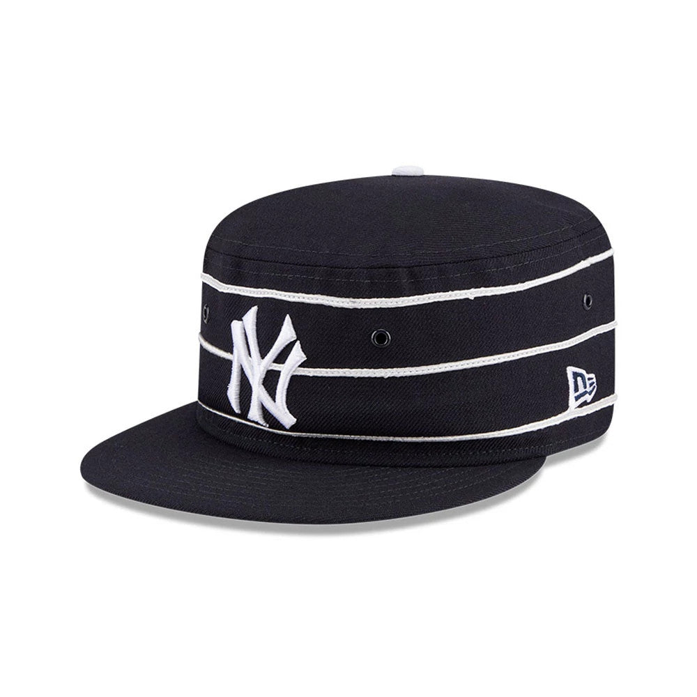 Pictured is this MLB Cooperstown New York Yankees Pillbox Adjustable cap in navy. 1