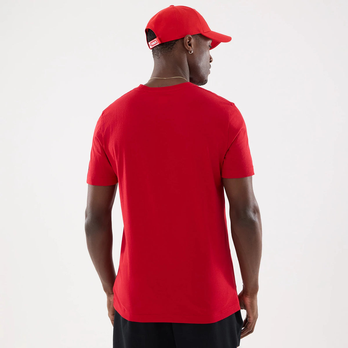 The model is wearing this NFL Training 2026 Kansas City Chiefs T-Shirt in red. 2