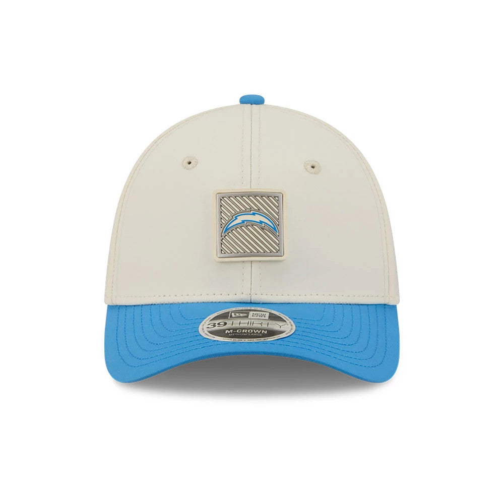 Pictured is this NFL Training 2026 Los Angeles Chargers 39THIRTY M-Crown Stretch Fit cap in white. 2