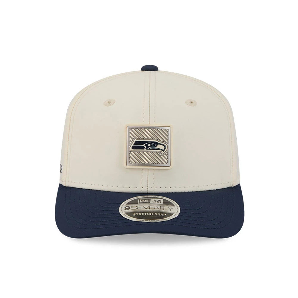 Pictured is this NFL Training 2026 Seattle Seahawks 9SEVENTY Stretch Snap cap in white. 2