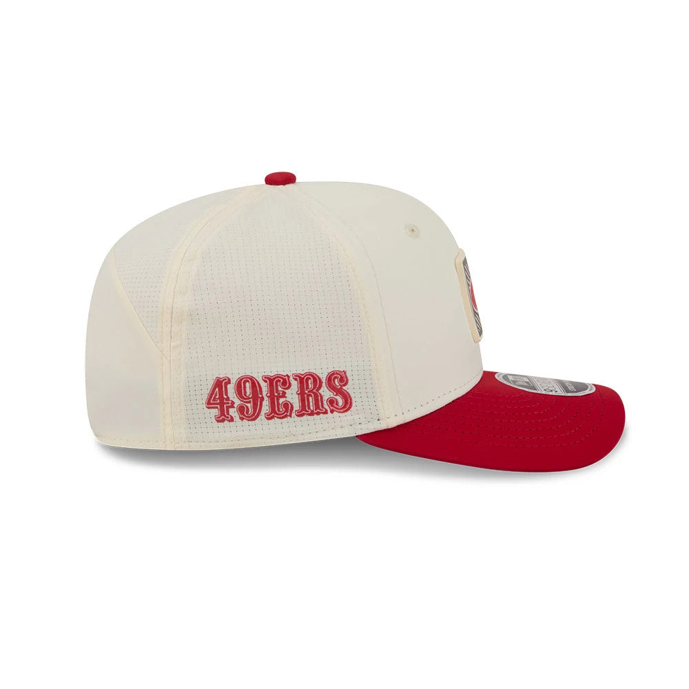 Pictured is this NFL Training 2026 San Francisco 49ers 9SEVENTY Stretch Snap cap in white. 4