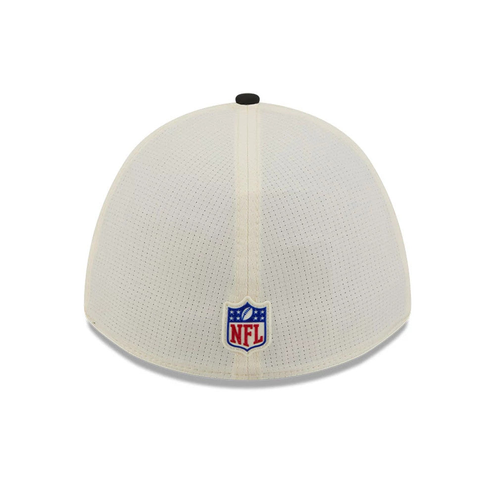 Pictured is this NFL Training 2026 Baltimore Ravens 39THIRTY M-Crown Stretch Fit cap in white. 4