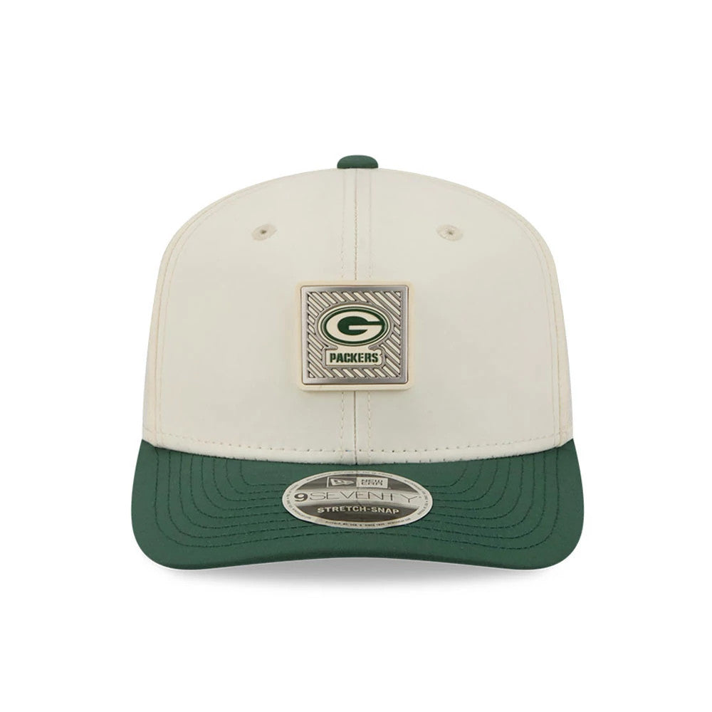 Pictured is this NFL Training 2026 Green Bay Packers 9SEVENTY Stretch Snap cap in white. 2