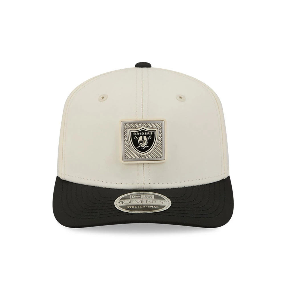 Pictured is this NFL Training 2026 Las Vegas Raiders 9SEVENTY Stretch Snap cap in white. 2