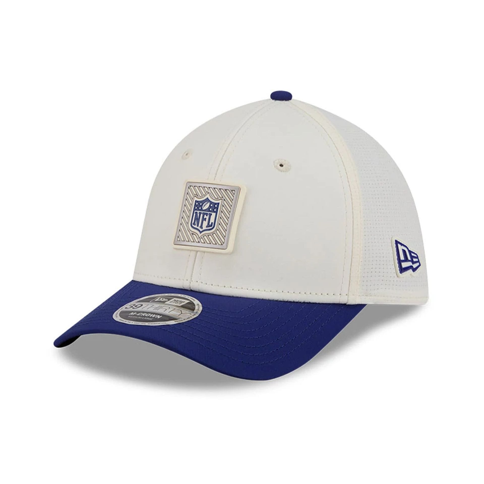 Pictured is this NFL Training 2026 NFL Official Logo 39THIRTY M-Crown Stretch Fit cap in white. 1