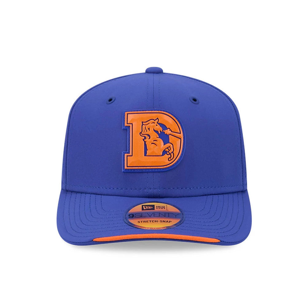 Pictured is this NFL Sideline 2026 Denver Broncos 9SEVENTY Stretch Snap cap in blue. 2