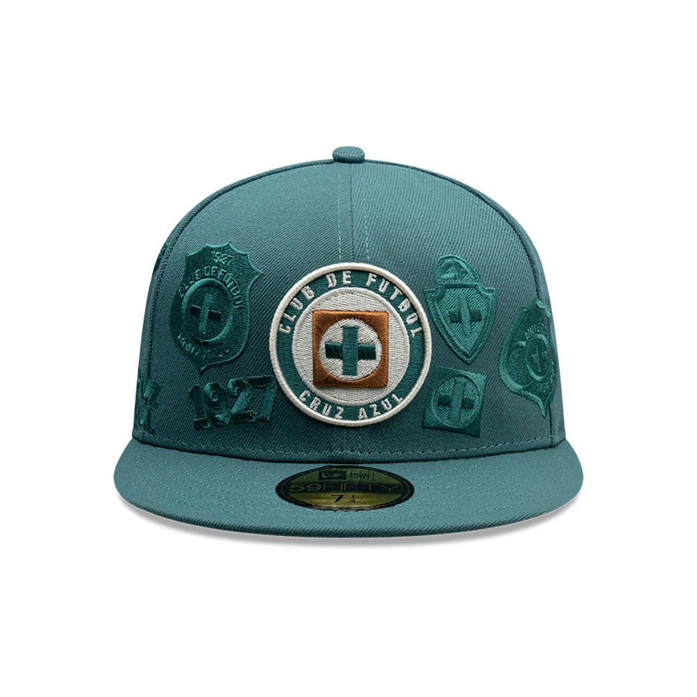 Pictured is this Liga MX All Over Cruz Azul 59FIFTY Fitted cap in dark green. 2