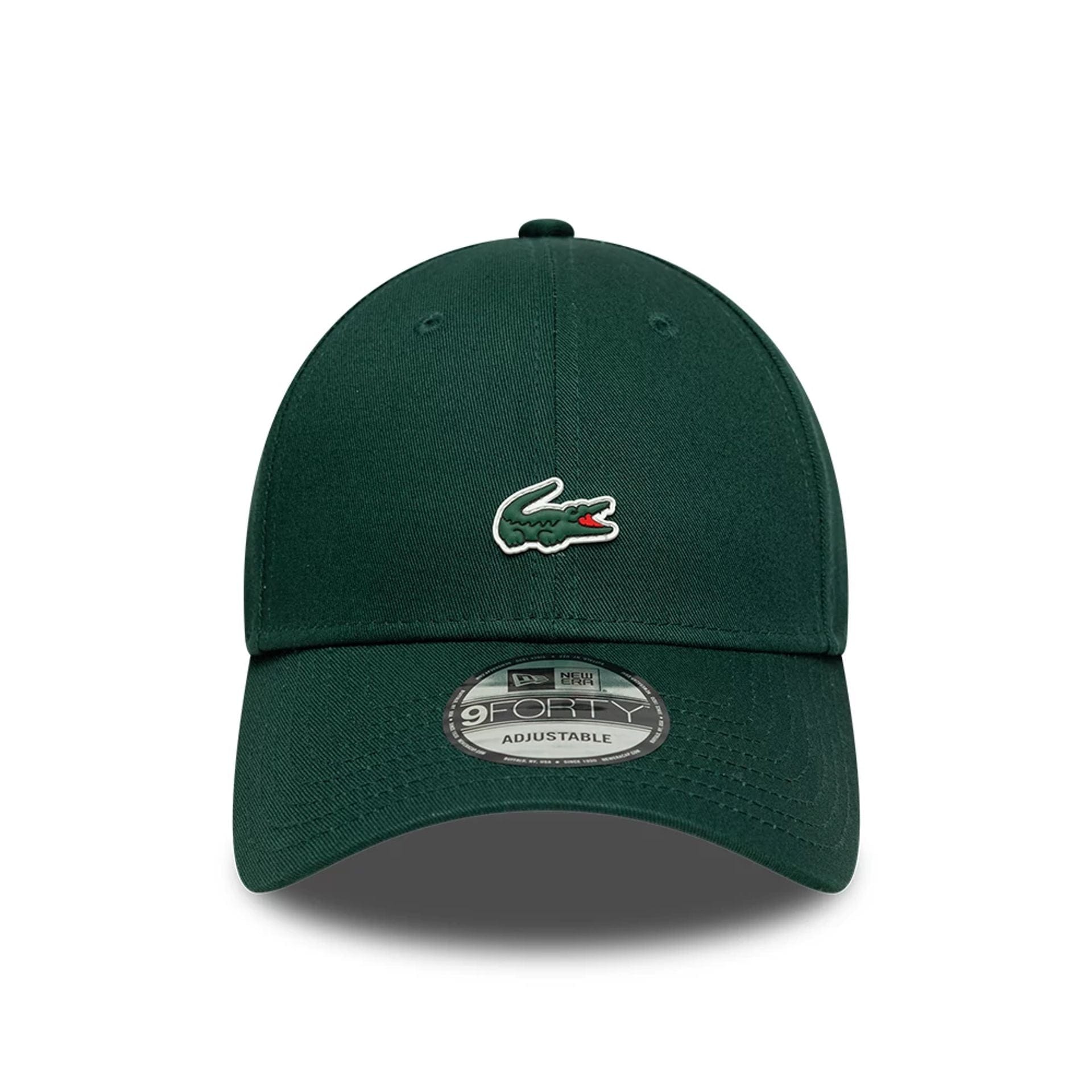 Pictured is this Lacoste X New Era 9FORTY cap in dark green. 2