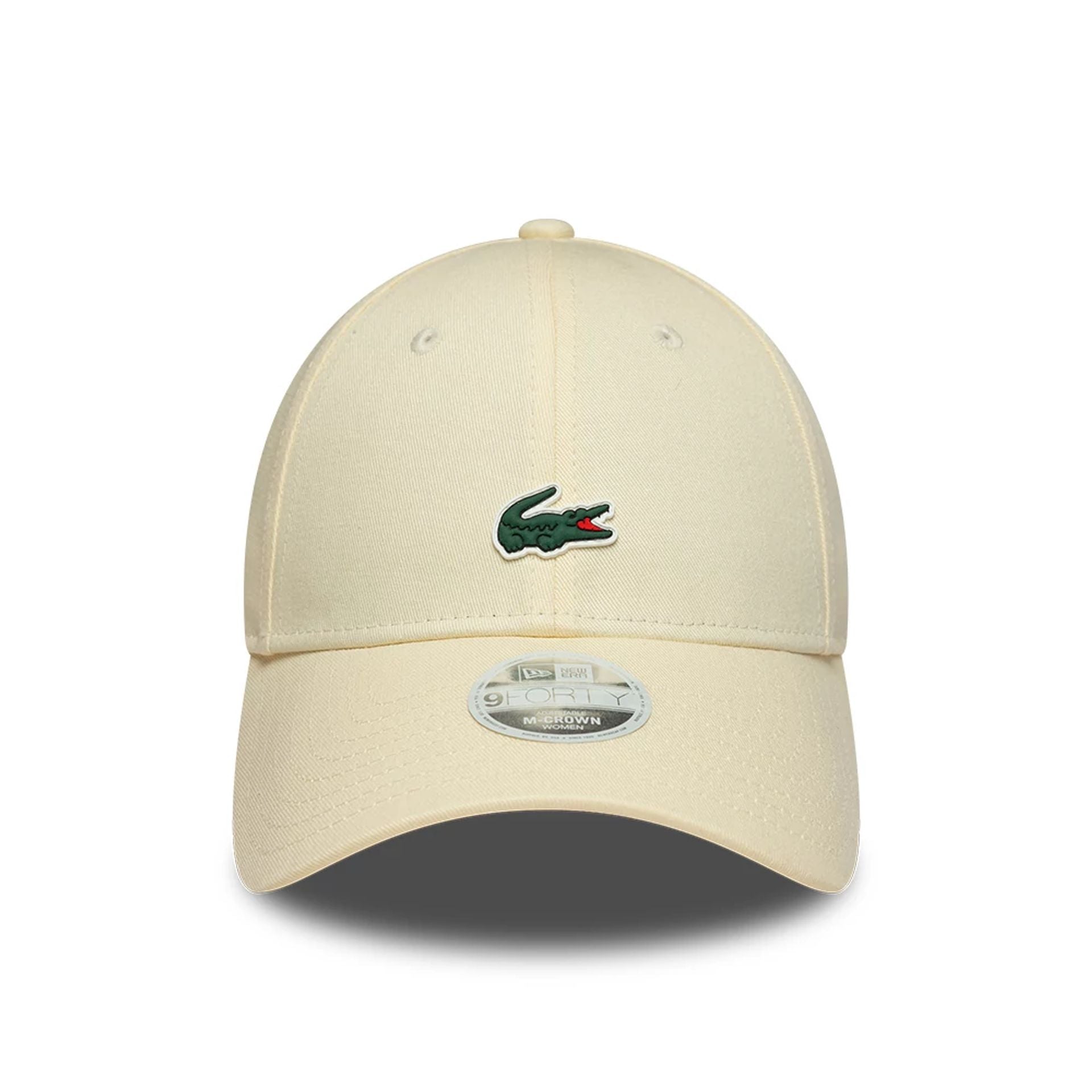 Pictured is this Womens Lacoste X New Era 9FORTY cap in light beige. 2
