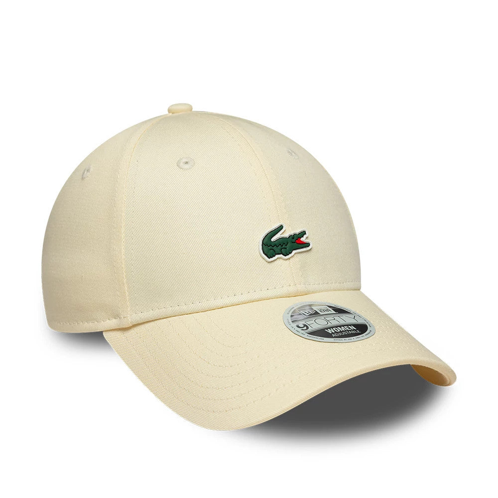 Pictured is this Womens Lacoste X New Era 9FORTY cap in light beige. 3