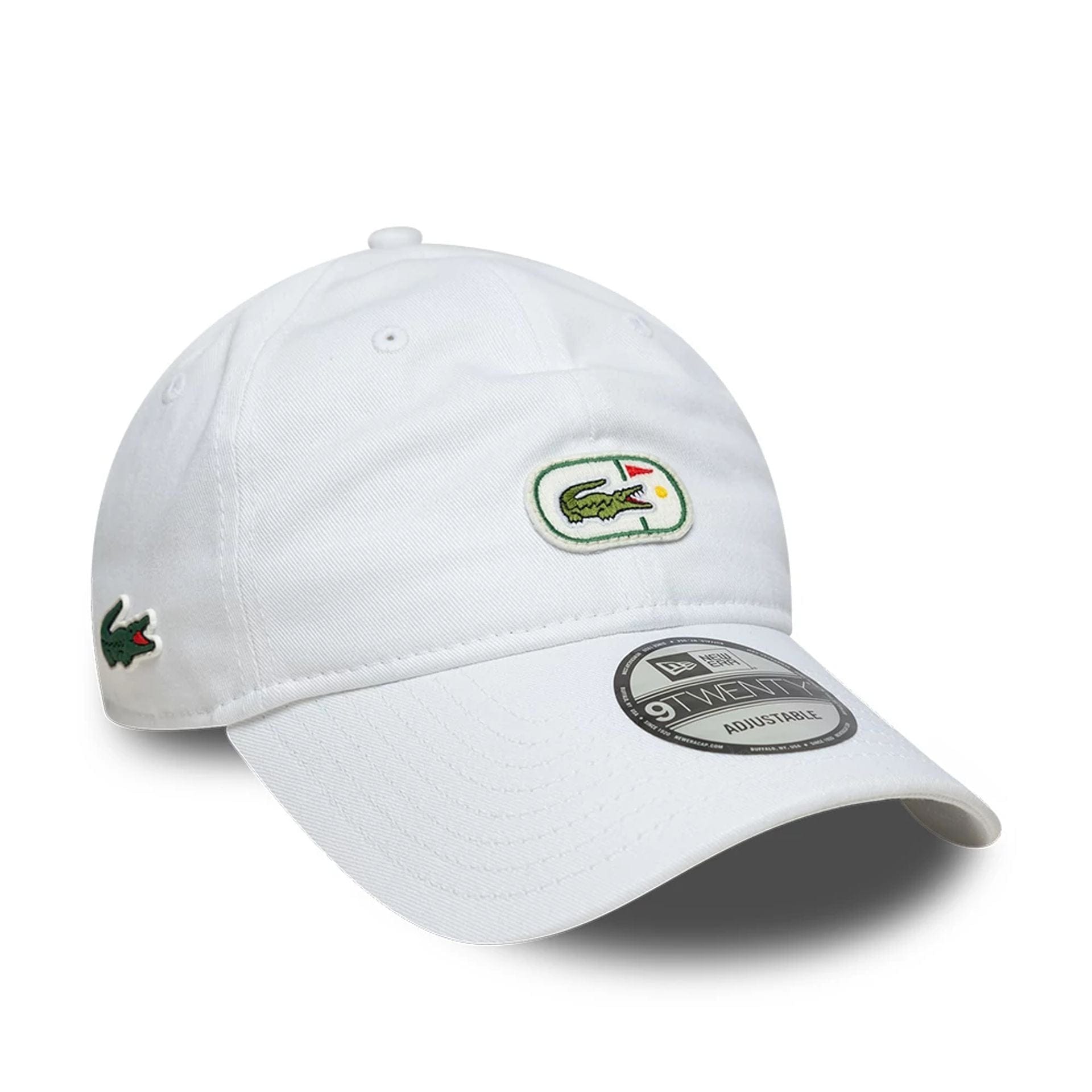 Pictured is this Lacoste X New Era Golf 9TWENTY cap in white. 1