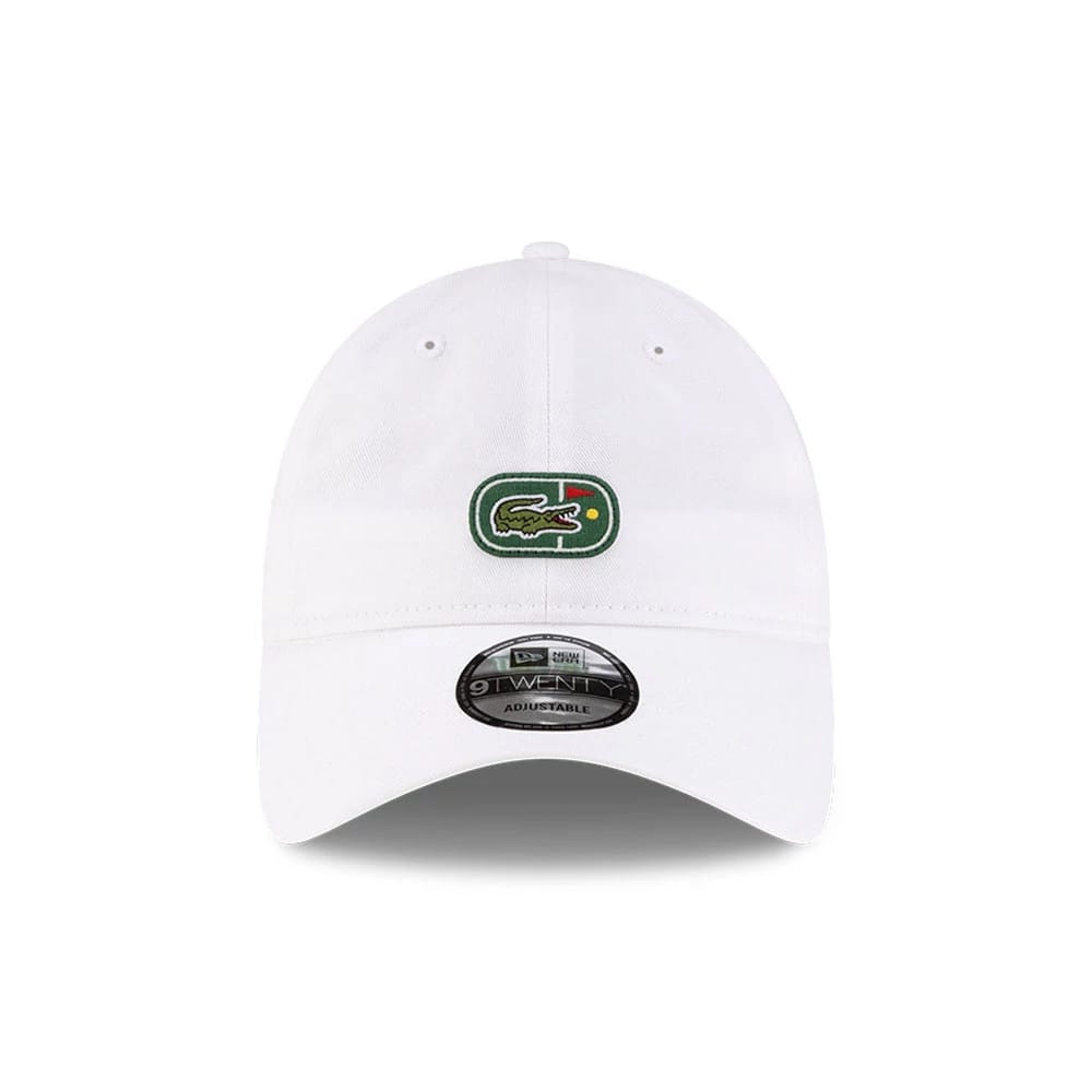 Pictured is this Lacoste X New Era Golf Flag 9TWENTY cap in white. 2