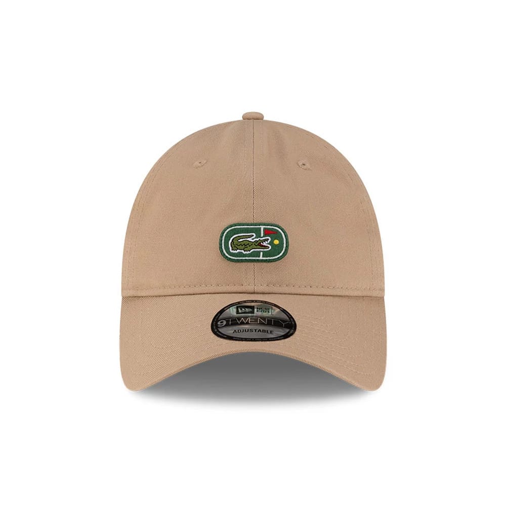 Pictured is this Lacoste X New Era Golf 9TWENTY cap in beige. 2
