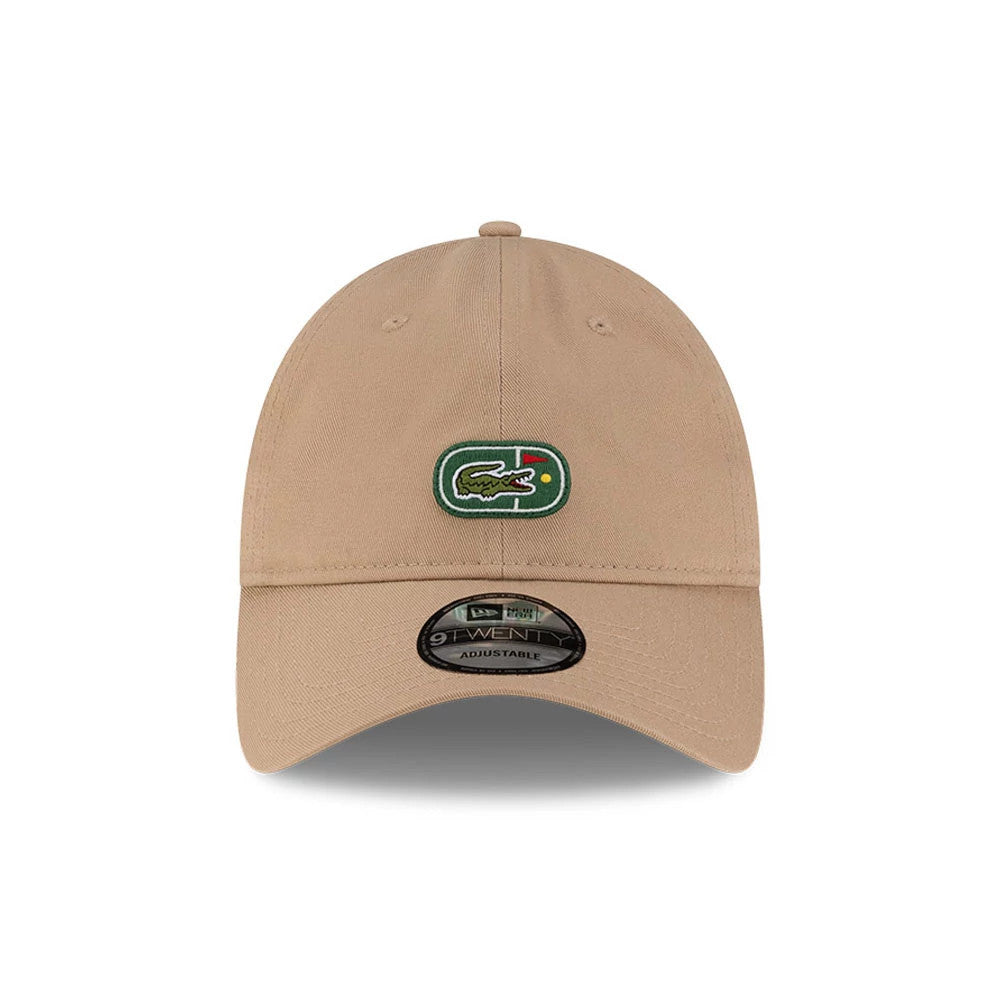 Pictured is this Lacoste X New Era Golf 9TWENTY cap in beige. 2