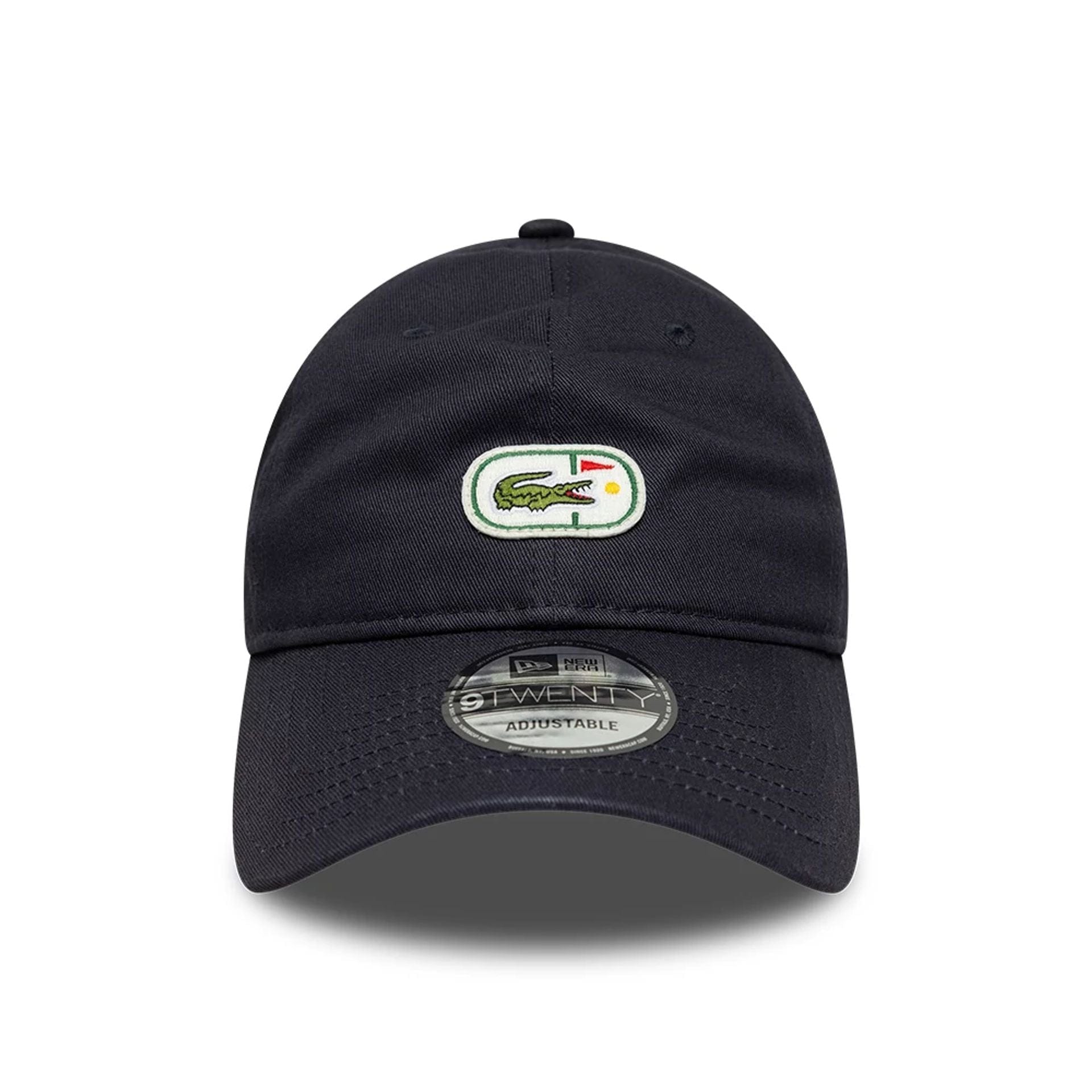 Pictured is this Lacoste X New Era Golf 9TWENTY cap in navy. 2