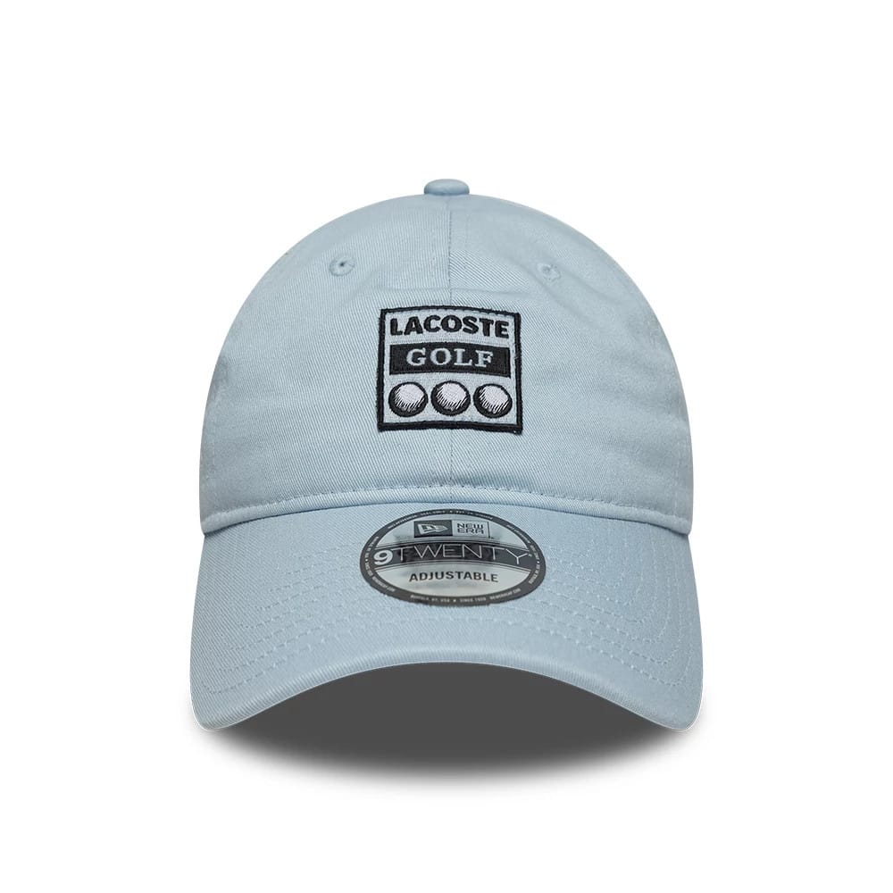Pictured is this Lacoste X New Era Golf 9TWENTY cap in pastel blue. 2