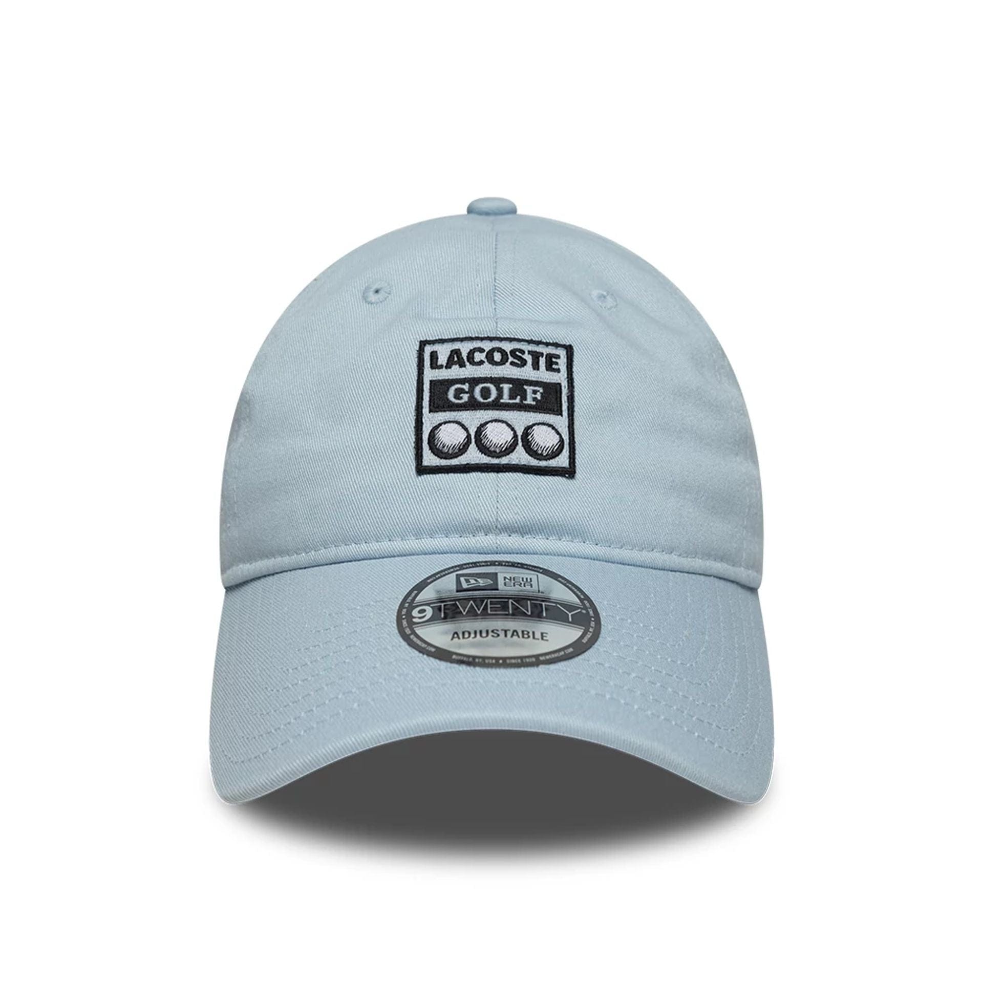 Pictured is this Lacoste X New Era Golf 9TWENTY cap in pastel blue. 2