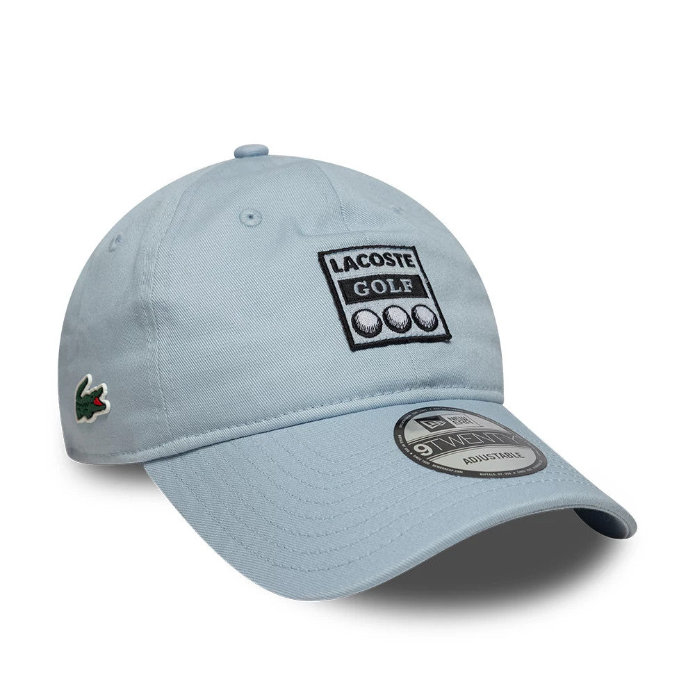 Pictured is this Lacoste X New Era Golf 9TWENTY cap in pastel blue. 1