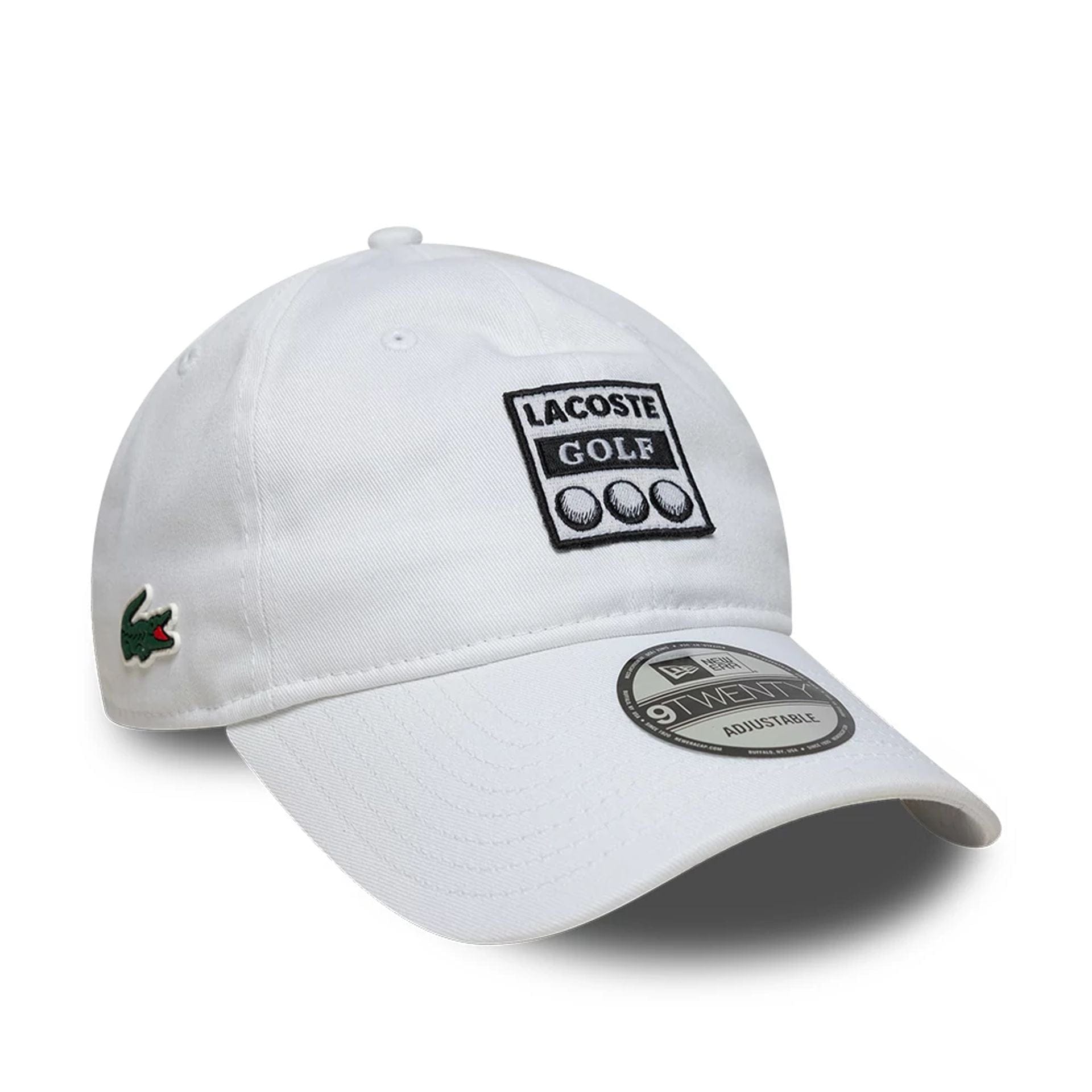 Pictured is this Lacoste X New Era Golf 9TWENTY cap in white. 1