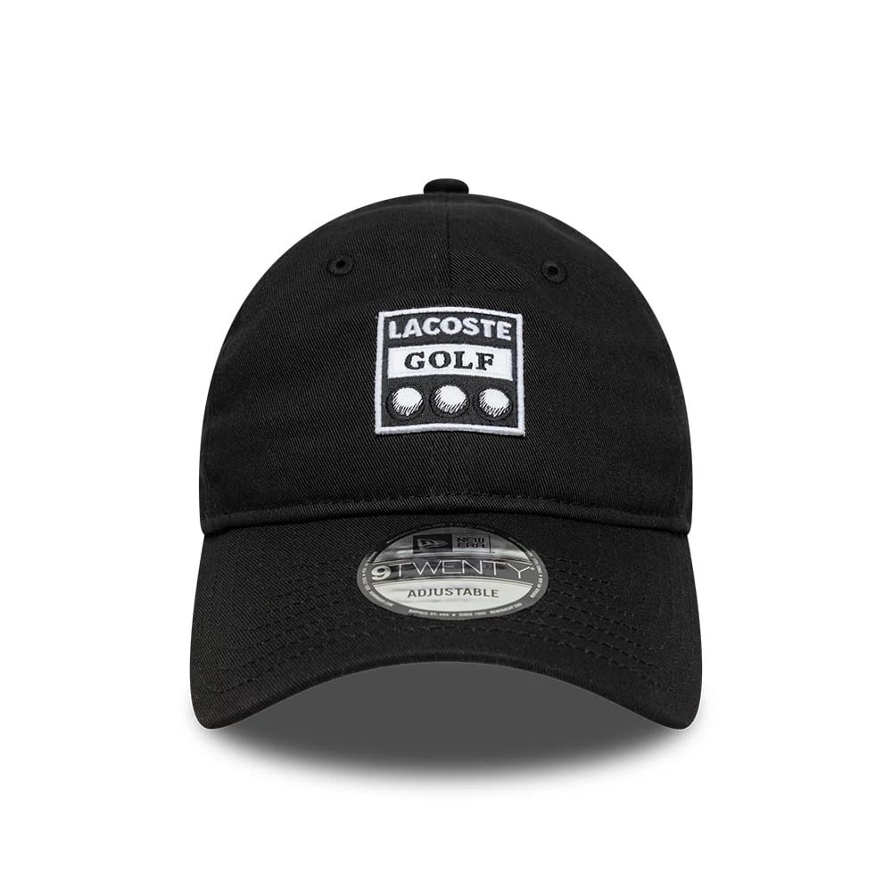 Pictured is this Lacoste Golf 9TWENTY adjustable cap in black. 2
