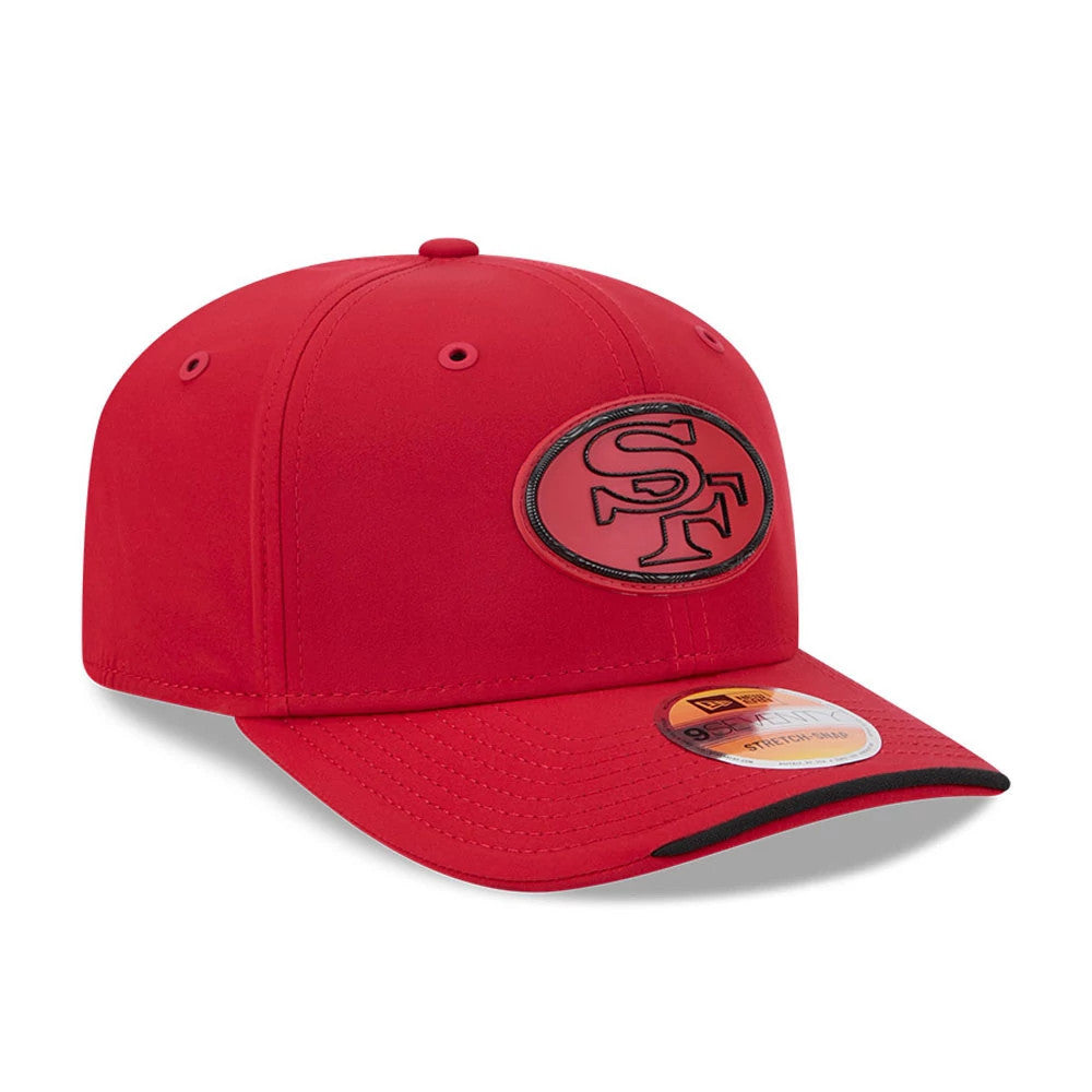 Pictured is this NFL Sideline 2026 San Francisco 49ers 9SEVENTY Stretch Snap cap in red. 3