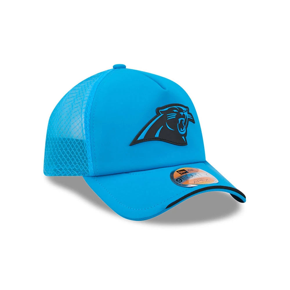 Pictured is this NFL Sideline 2026 Carolina Panthers 9FORTY Apex cap in blue. 3