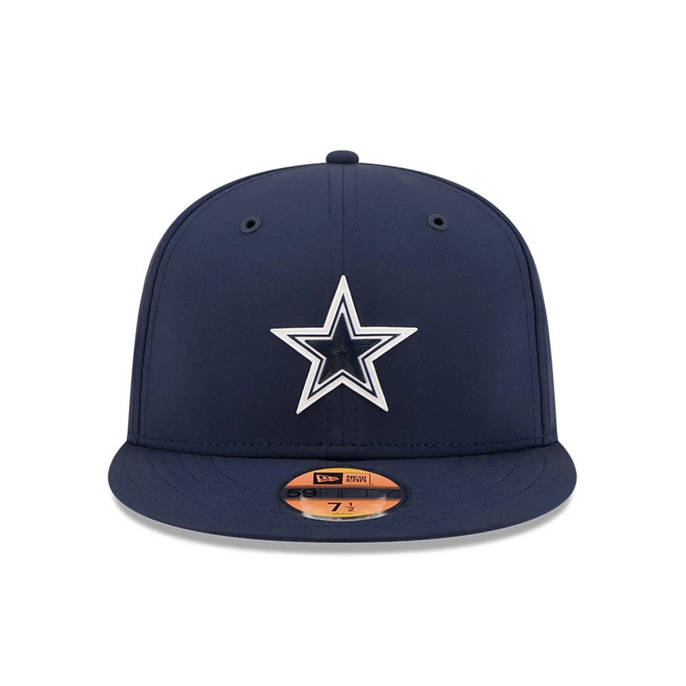 Pictured is this NFL Sideline 2026 Dallas Cowboys 59FIFTY Fitted cap in dark blue. 2