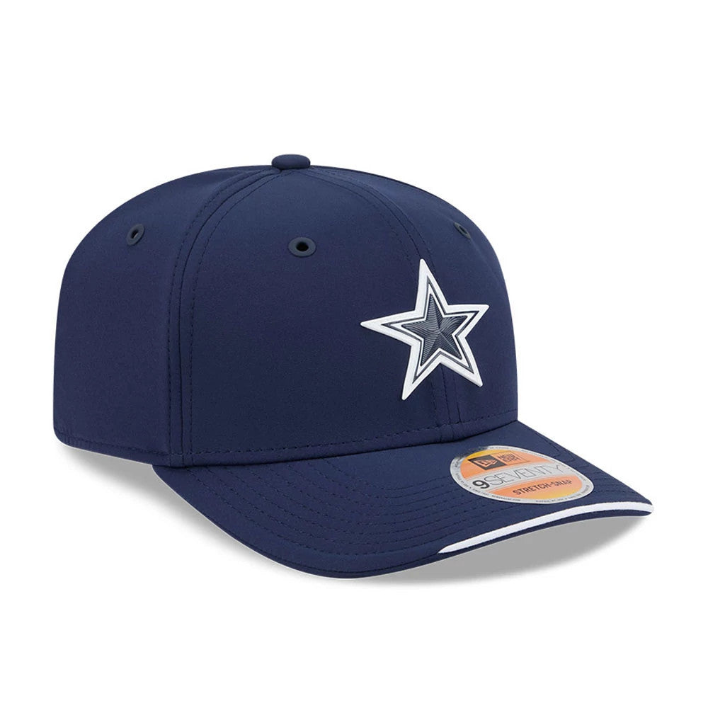 Pictured is this NFL Sideline 2026 Dallas Cowboys 9SEVENTY Stretch Snap cap in dark blue. 3
