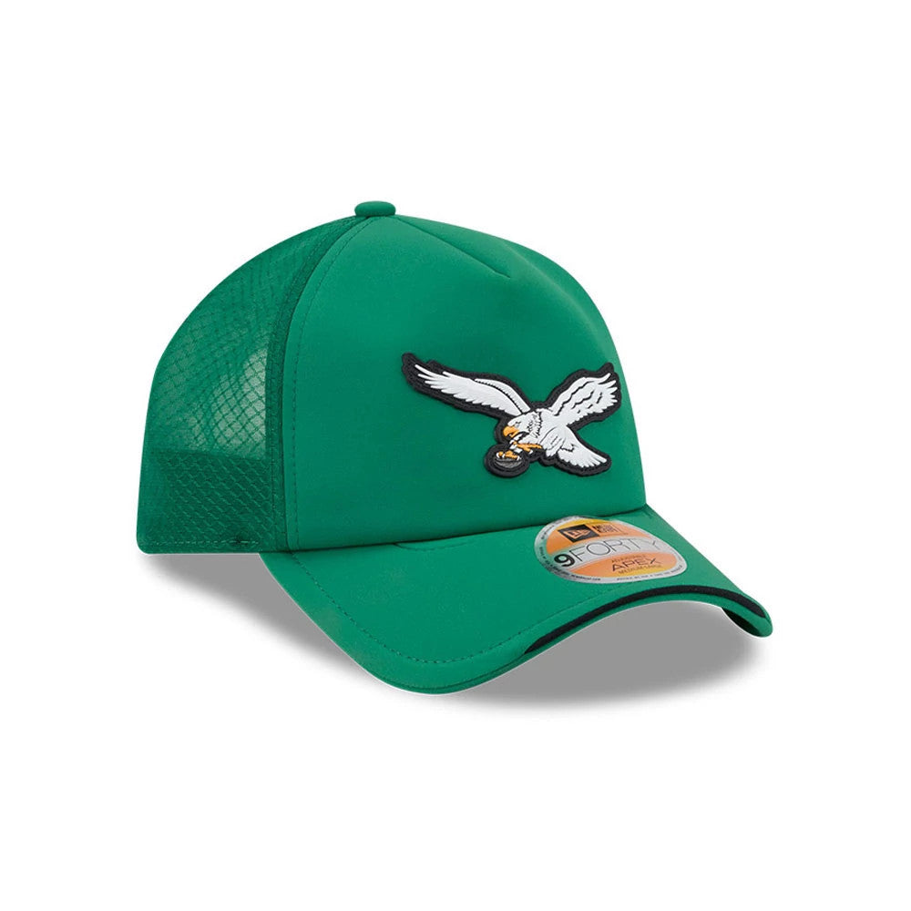 Pictured is this NFL Sideline 2026 Philadelphia Eagles 9FORTY Apex cap in Green. 3