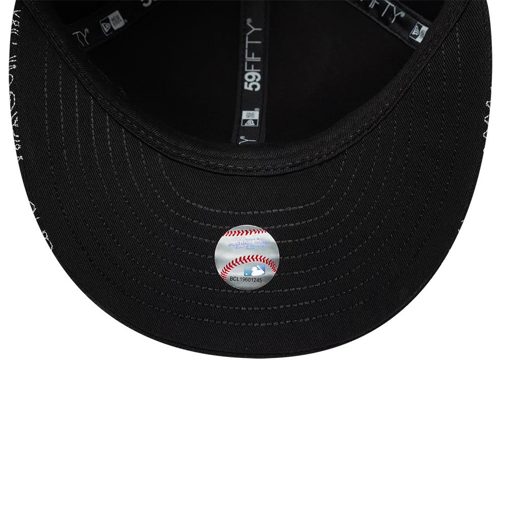 Pictured is this MLB All Over Paisley Chicago White Sox Low Profile 59FIFTY Fitted cap in black. 7