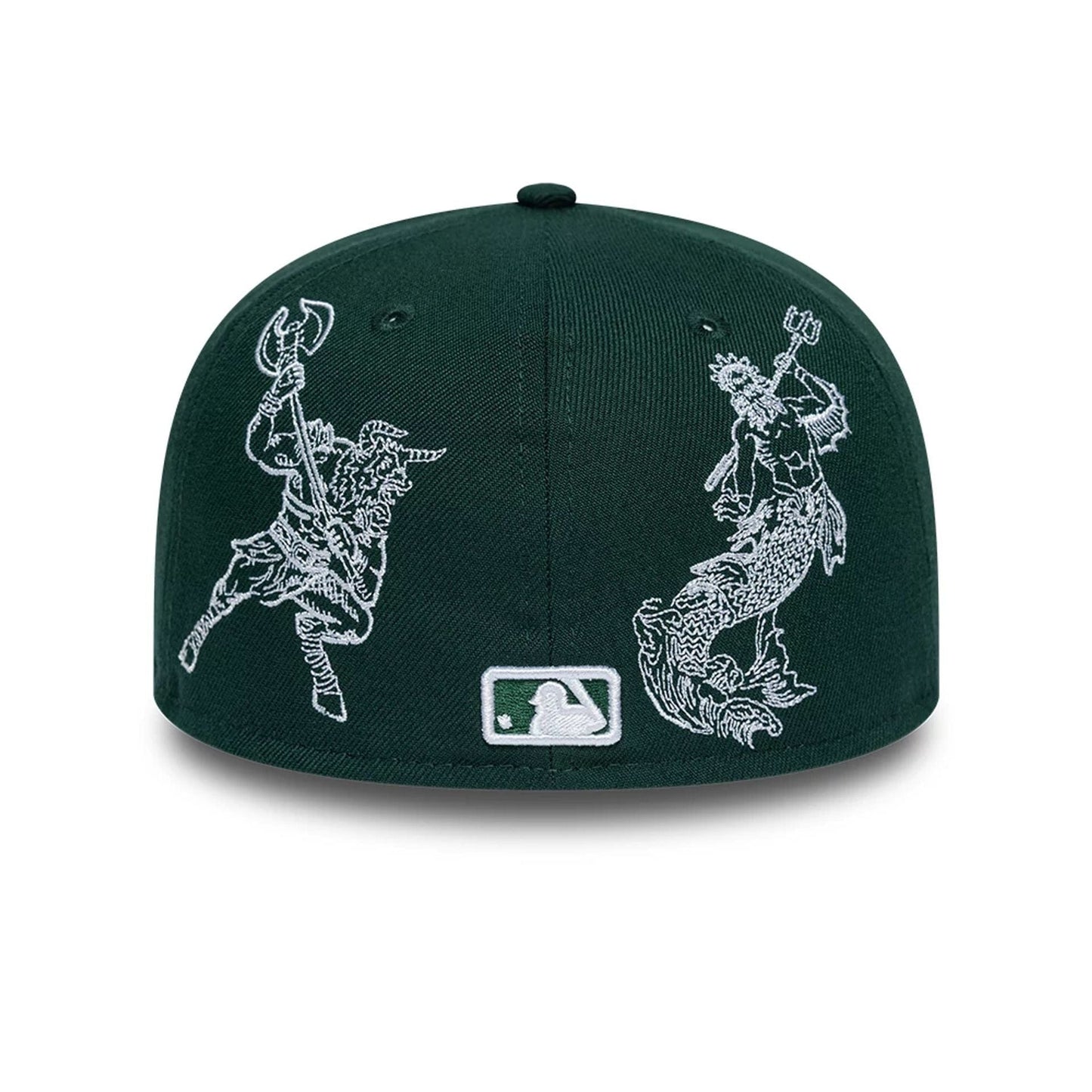 Pictured is this MLB Mythical Athletics 59FIFTY Fitted cap in dark green. 7