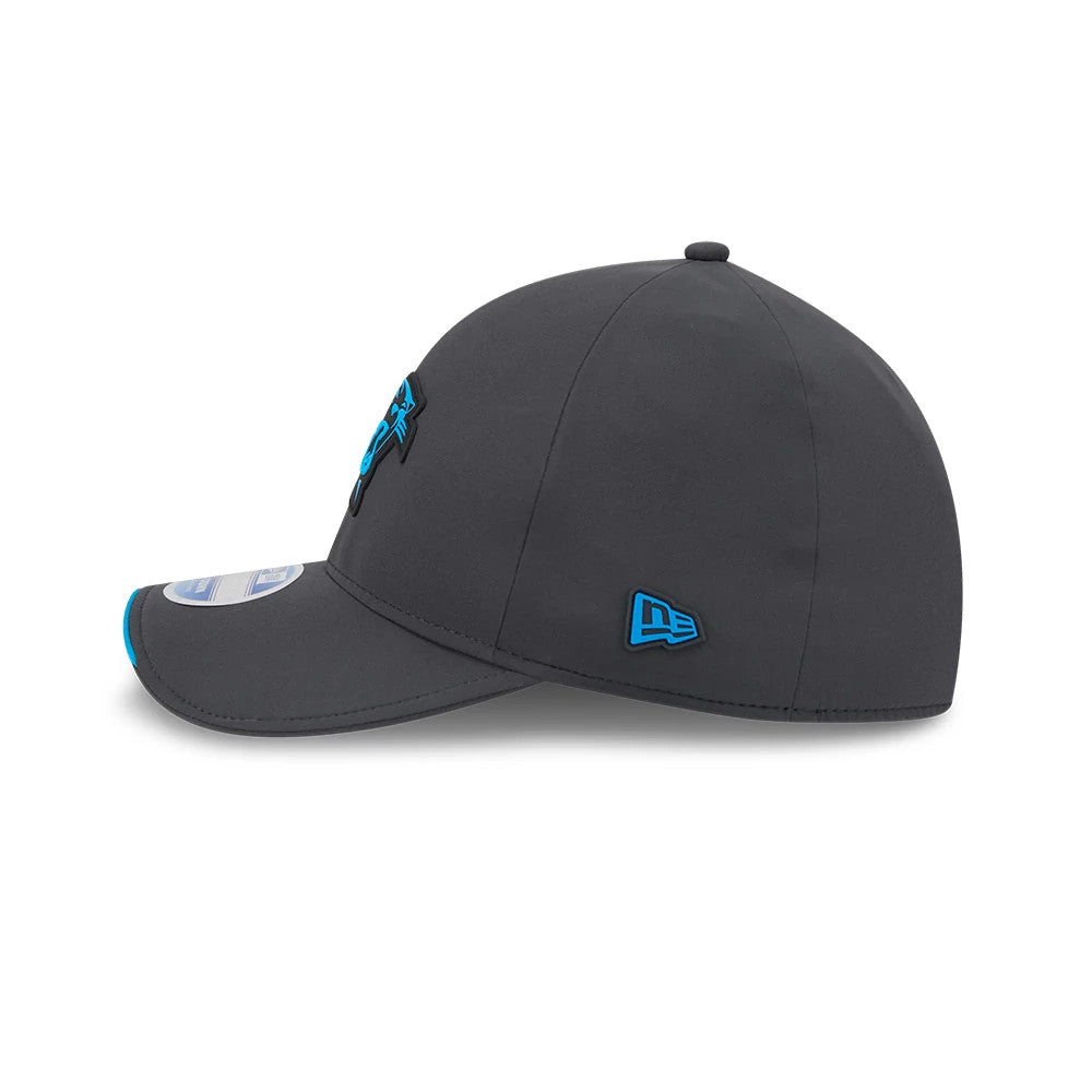 Pictured is this NFL Sideline 2026 Carolina Panthers 39THIRTY M-Crown Stretch Fit cap in charcoal. 4
