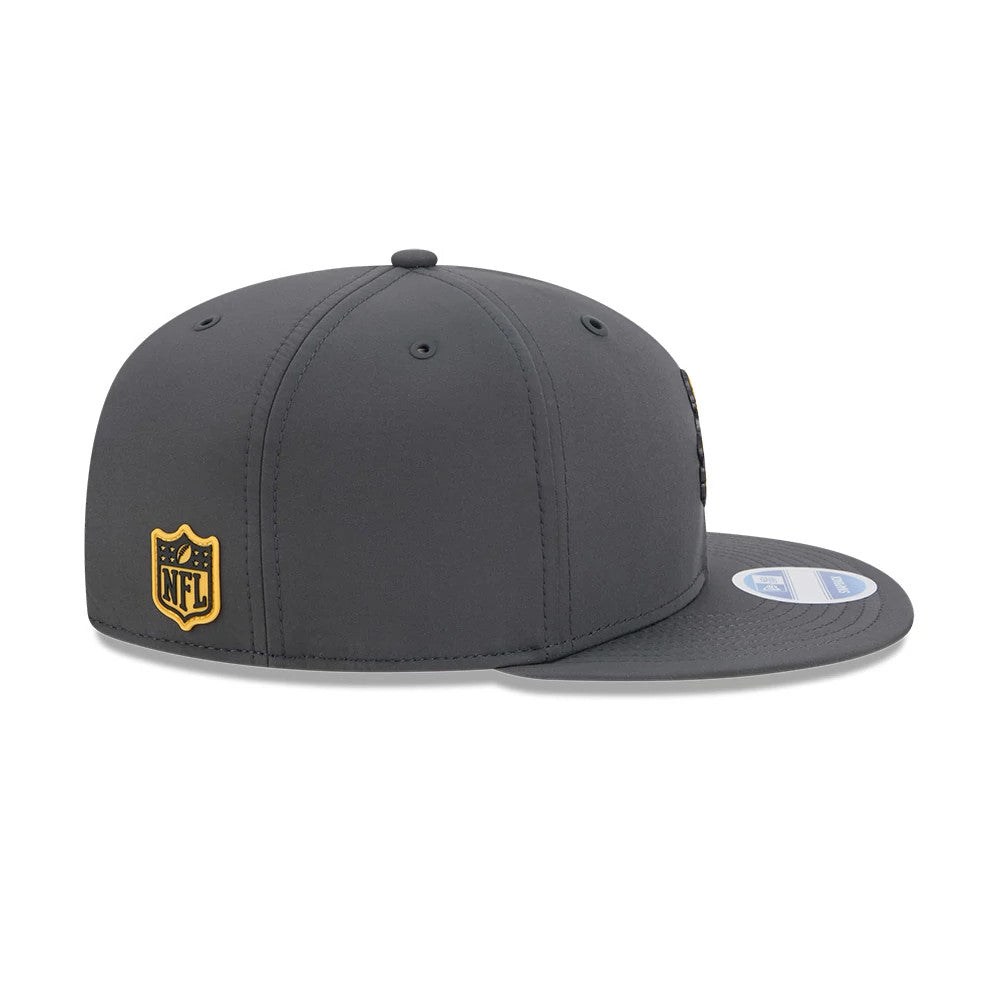 Pictured is this NFL Sideline 2026 Pittsburgh Steelers 9FIFTY Snapback cap in charcoal. 7