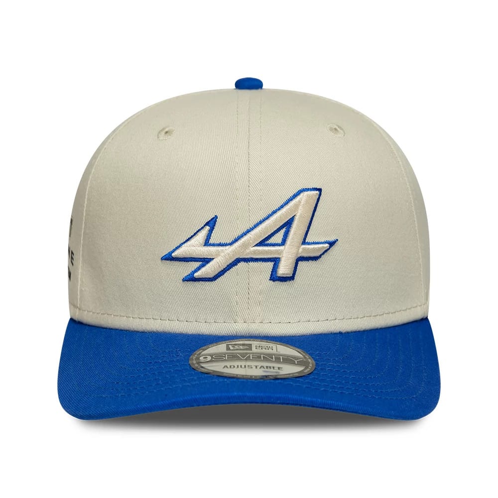 Pictured is this Alpine Racing Contrast Visor 9SEVENTY Stretch Snap cap in cream. 2