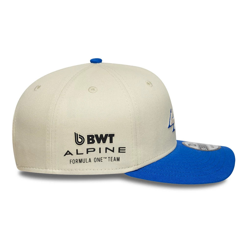 Pictured is this Alpine Racing Contrast Visor 9SEVENTY Stretch Snap cap in cream. 4
