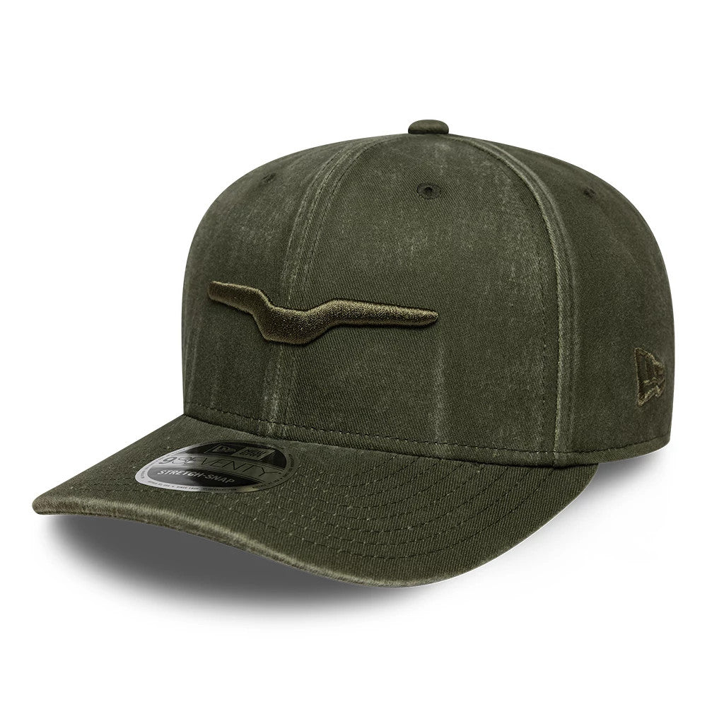 Pictured is this Moto Guzzi Logo 9SEVENTY Stretch Snap cap in green. 1