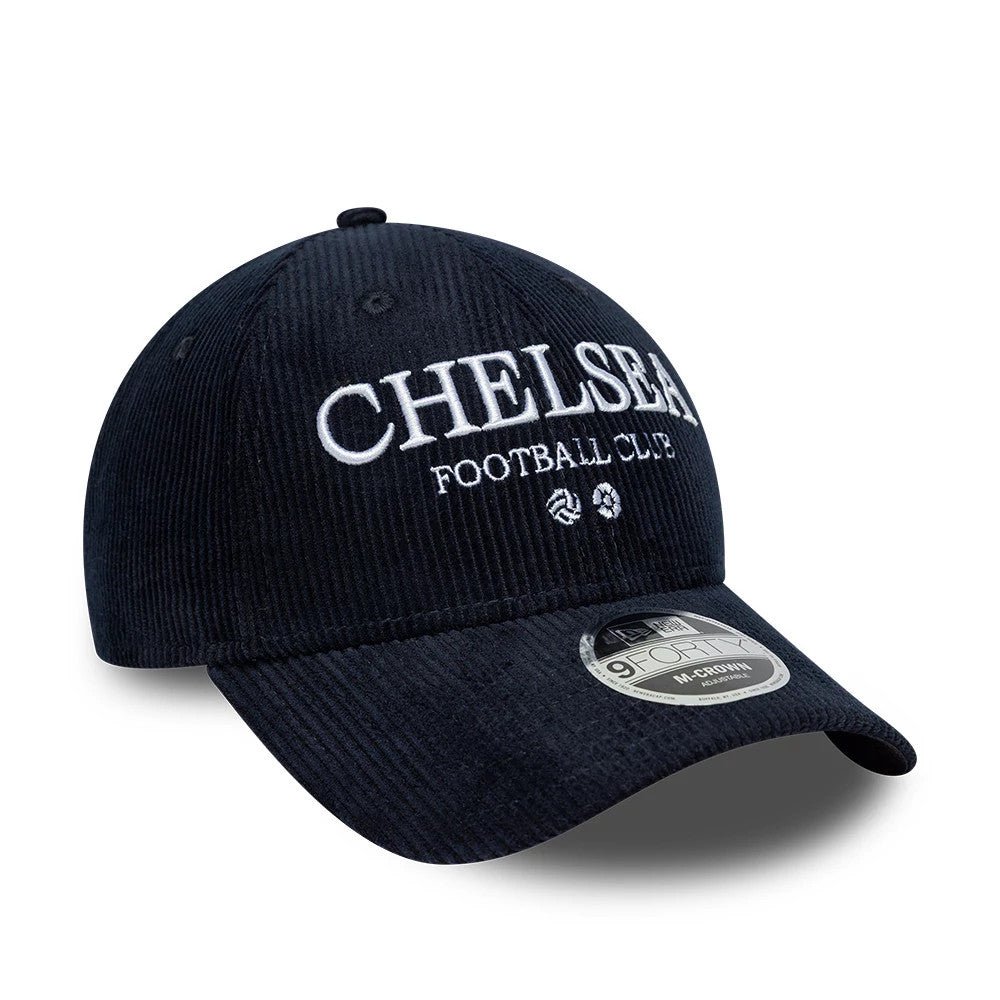 Pictured is this Chelsea FC Cord 9FORTY M-Crown cap in navy. 3